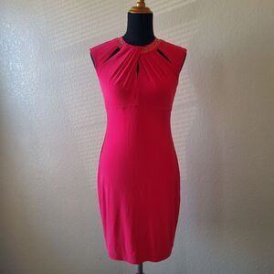INC International Concepts Beaded Embellished Cut Out Sheath Dress Size 6 Red